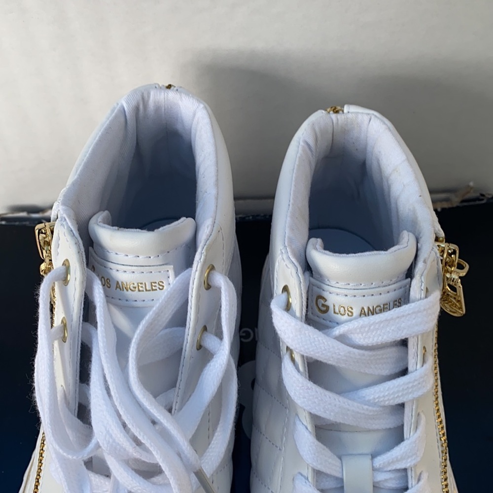 New G by Guess White Gatsin High Top Sneakers SZ 8 - Picture 6 of 8